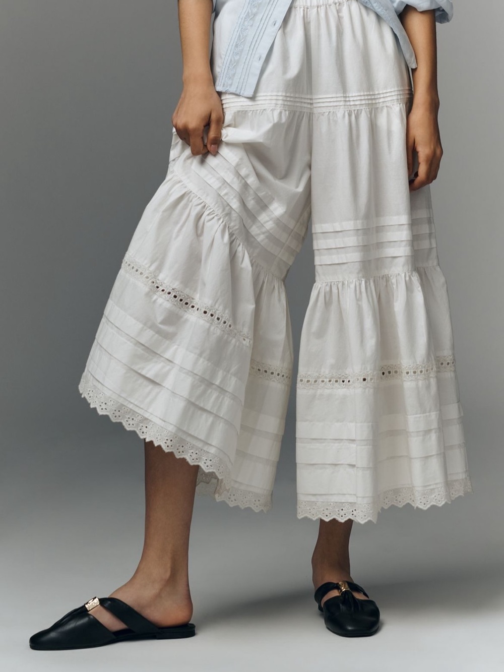 Anthropologie lace petticoat crop wide leg pants - Picture 3 of 10